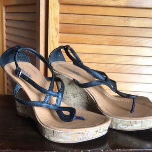 Cute black wedge sandals